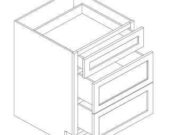 H8-DB24-3 - Base 3 Drawers W24", 1 Small drawer H6.7", 2 Large drawers H11.2"