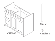 GS-VSD36 Set - Shaker Style Vanity Sink Base With Drawer