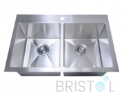 B1210 DROP-IN STAINLESS STEEL 1-HOLE DOUBLE BOWL KITCHEN SINK