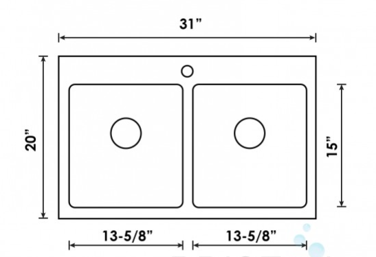 B1210 DROP-IN STAINLESS STEEL 1-HOLE DOUBLE BOWL KITCHEN SINK - Image 4