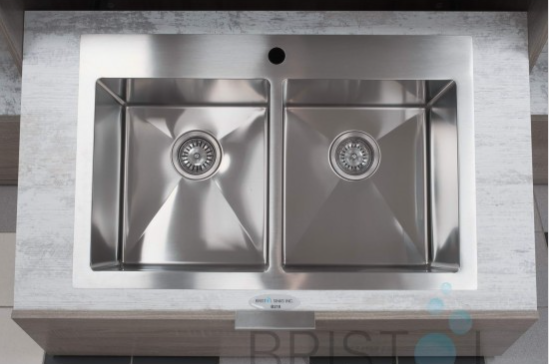 B1210 DROP-IN STAINLESS STEEL 1-HOLE DOUBLE BOWL KITCHEN SINK - Image 3