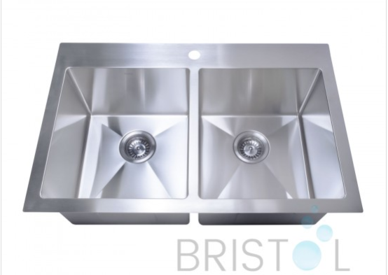 B1210 DROP-IN STAINLESS STEEL 1-HOLE DOUBLE BOWL KITCHEN SINK