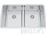 B1616 -LOW DIVIDE UNDERMOUNT STAINLESS STEEL KITCHEN SINK 20 MM CORNERS