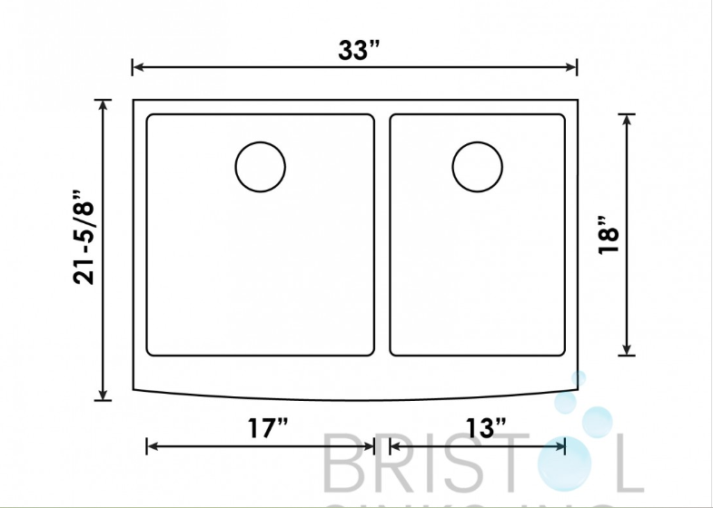 B924 APRON FRONT FARMHOUSE KITCHEN OFFSET BOWL SINK S. STEEL - Image 5