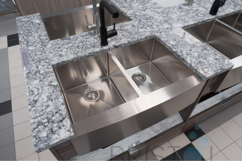 B925 APRON FRONT FARMHOUSE KITCHEN DOUBLE BOWL SINK S. STEEL - Image 3