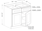 B8-B30 - Base Cabinet with 2 Drawers & 2 Doors