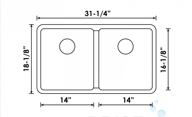 B1616 -LOW DIVIDE UNDERMOUNT STAINLESS STEEL KITCHEN SINK 20 MM CORNERS - Image 3