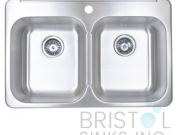 B211 Drop-In Stainless Steel 1-Hole Double Bowl Kitchen Sink