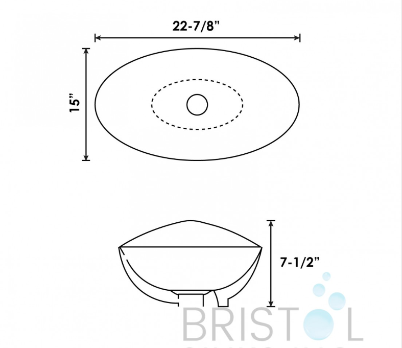 BV105 VITREOUS CHINA ABOVE COUNTER PORCELAIN OVAL VESSEL BATHROOM SINK - Image 3