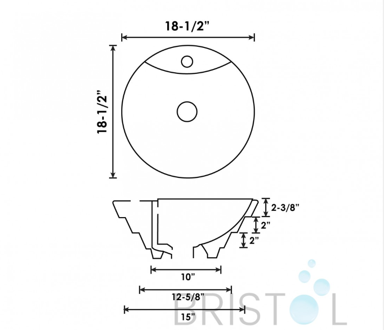 BV108 VITREOUS CHINA ABOVE COUNTER PORCELAIN CIRCULAR VESSEL BATHROOM SINK - Image 2