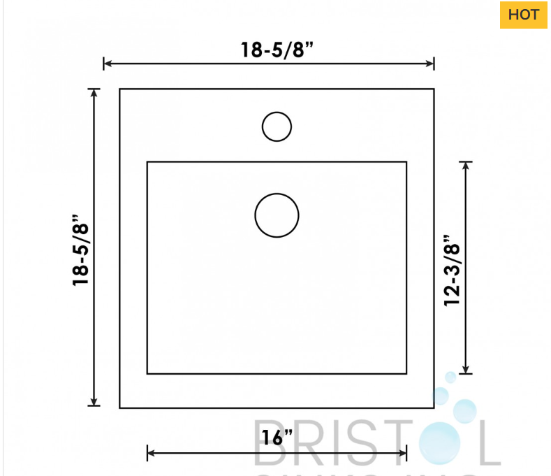 BV111 ABOVE COUNTER VITREOUS CHINA SQUARE VESSEL BATHROOM SINK - Image 4