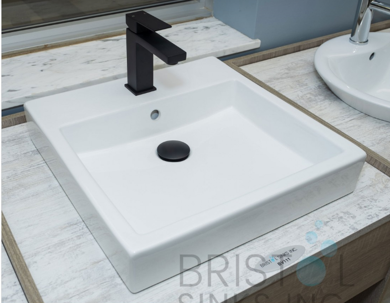 BV111 ABOVE COUNTER VITREOUS CHINA SQUARE VESSEL BATHROOM SINK - Image 3