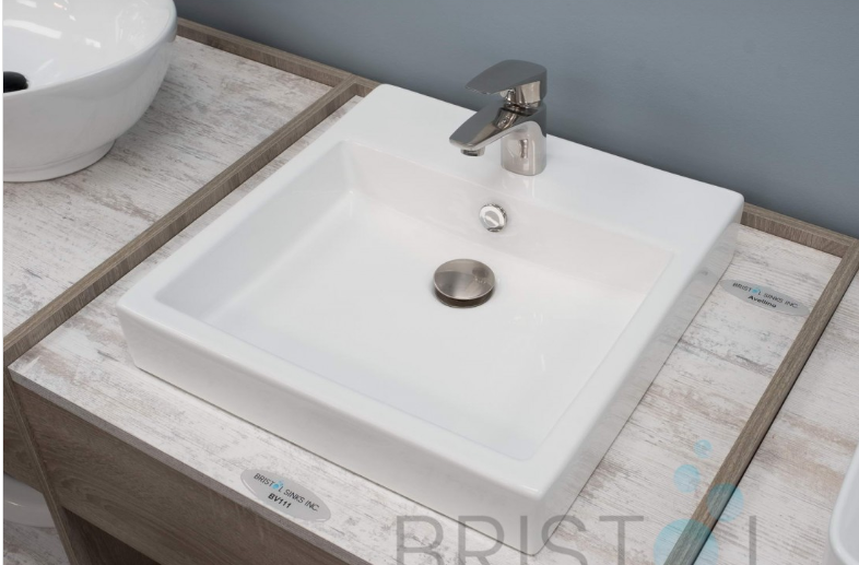 BV111 ABOVE COUNTER VITREOUS CHINA SQUARE VESSEL BATHROOM SINK - Image 2