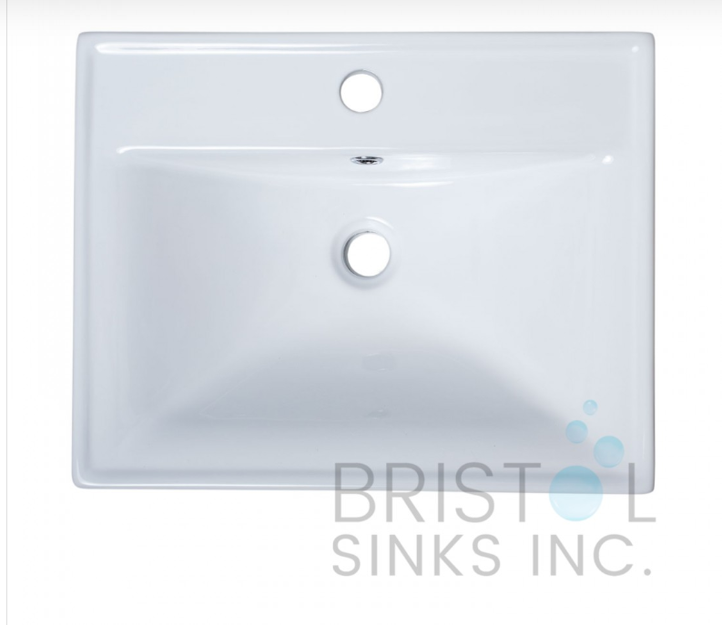 B611 VITREOUS CHINA RECTANGULAR TOP-MOUNT BATHROOM SINK