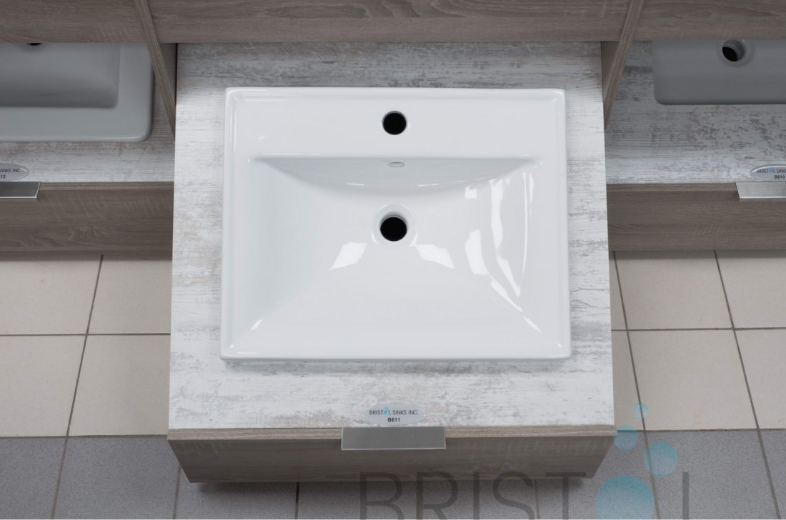 B611 VITREOUS CHINA RECTANGULAR TOP-MOUNT BATHROOM SINK - Image 2
