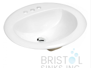 B613 VITREOUS CHINA OVAL TOP-MOUNT BATHROOM SINK-3 FAUCET HOLES