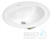 B614 VITREOUS CHINA OVAL TOP-MOUNT BATHROOM SINK-1 FAUCET HOLES