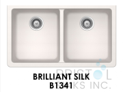 B1341-THE ADOUR GRANITE DOUBLE UNDERMOUNT EQUAL BOWL KITCHEN SINK-BRILLIANT SILK WHITE