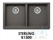 B1300-THE ADOUR GRANITE DOUBLE UNDERMOUNT EQUAL BOWL KITCHEN SINK-STERLING GREY