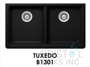 B1301-THE ADOUR GRANITE DOUBLE UNDERMOUNT EQUAL BOWL KITCHEN SINK-TUXEDO BLACK