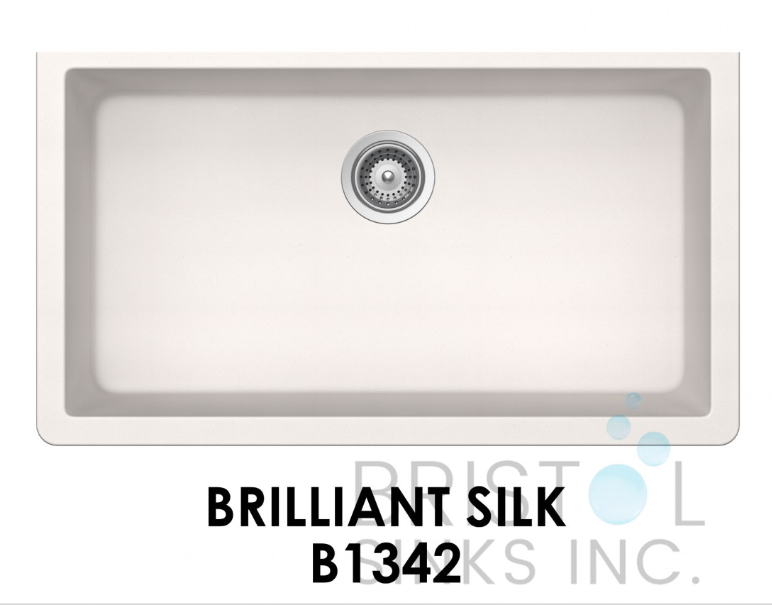 B1342-THE ADOUR GRANITE SINGLE UNDERMOUTE BOWL KITCHEN SINK-BRILLANT SILK WHITE
