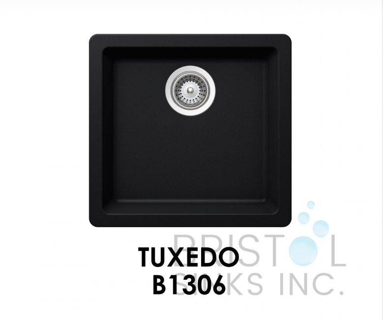 B1306 THE ADOUR GRANITE SINGLE UNDERMOUNT BOWL BAR/PREP/KITCHEN SINK-TUXEDO BLACK