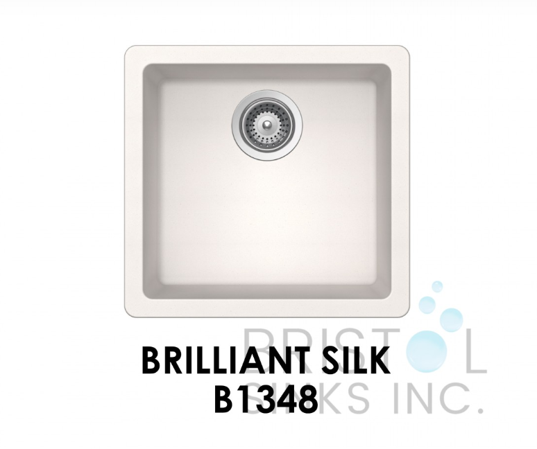 B1348 THE ADOUR GRANITE SINGLE UNDERMOUNT BOWL BAR/PREP/KITCHEN SINK-BRILLIANT SILK WHITE
