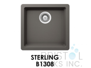 B1308 THE ADOUR GRANITE SINGLE UNDERMOUNT BOWL BAR/PREP/KITCHEN SINK-STERLING GREY