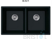 B301 VIRUO GRANITE DOUBLE UNDERMOUNT EQUAL BOWL KITCHEN SINK-PEARL BLACK