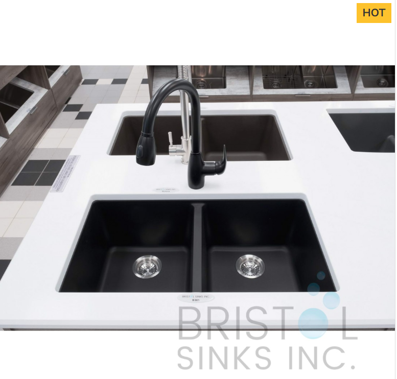 B341 VIRUO GRANITE DOUBLE UNDERMOUNT EQUAL BOWL KITCHEN SINK-ULTRA WHITE - Image 3
