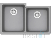B305 VIRTUO GRANITE DOUBLE UNDERMOUNT OFFSET BOWL KITCHEN SINK-SLATE GREY