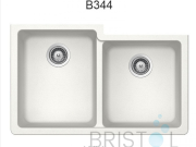 B344 VIRTUO GRANITE DOUBLE UNDERMOUNT OFFSET BOWL KITCHEN SINK-ULTRA WHITE