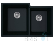 B303 VIRTUO GRANITE DOUBLE UNDERMOUNT OFFSET BOWL KITCHEN SINK-PEARL BLACK
