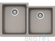 B337 VIRTUO GRANITE DOUBLE UNDERMOUNT OFFSET BOWL KITCHEN SINK-STONE TAUPE