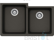 B330 VIRTUO GRANITE DOUBLE UNDERMOUNT OFFSET BOWL KITCHEN SINK-ASPHALT