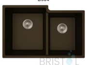B304 VIRTUO GRANITE DOUBLE UNDERMOUNT OFFSET BOWL KITCHEN SINK-COFFEE BROWN