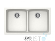 B343 VIRTUO GRANITE DOUBLE UNDERMOUNT LOW DIVIDE BOWL KITCHEN SINK-ULTRA WHITE