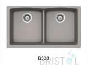 B338 VIRTUO GRANITE DOUBLE UNDERMOUNT LOW DIVIDE BOWL KITCHEN SINK-STONE TAUPE