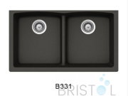 B331 VIRTUO GRANITE DOUBLE UNDERMOUNT LOW DIVIDE BOWL KITCHEN SINK-ASPHALT