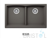B326 VIRTUO GRANITE DOUBLE UNDERMOUNT LOW DIVIDE BOWL KITCHEN SINK-SLATE GREY
