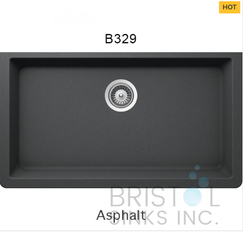B329 VIRTUO GRANITE SINGLE UNDERMOUNT BOWL KITCHEN SINK-ASPHALT
