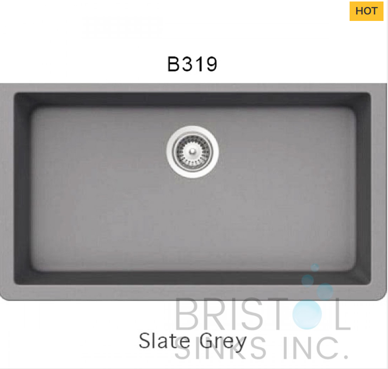 B319 VIRTUO GRANITE SINGLE UNDERMOUNT BOWL KITCHEN SINK-SLATE GREY