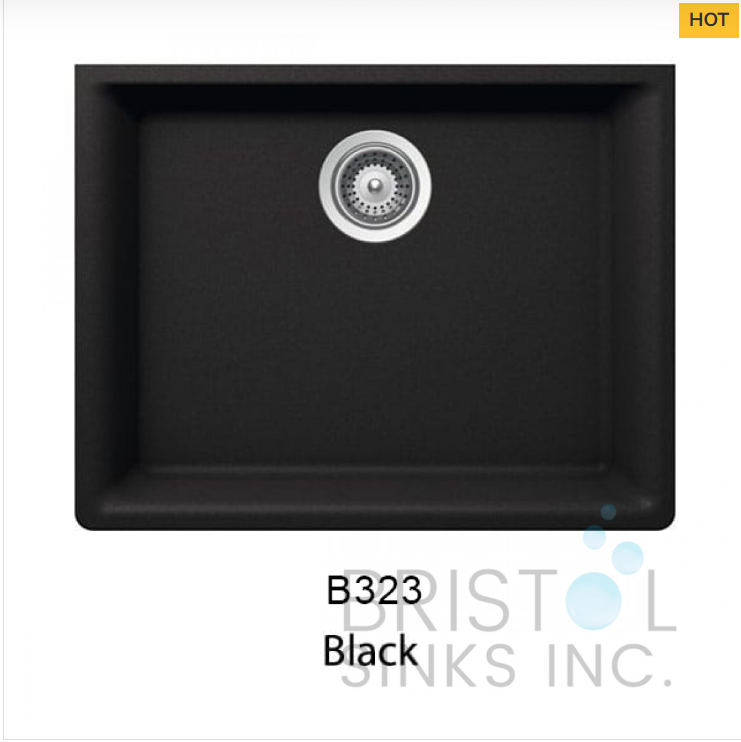 VIRTUO GRANITE SINGLE UNDERMOUNT BOWL KITCHEN SINK-PEARL BLACK