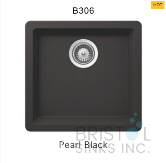 B306 VIRTUO GRANITE SINGLE UNDERMOUNT BOWL BAR/PREP/KITCHEN SINK- PEARL BLACK