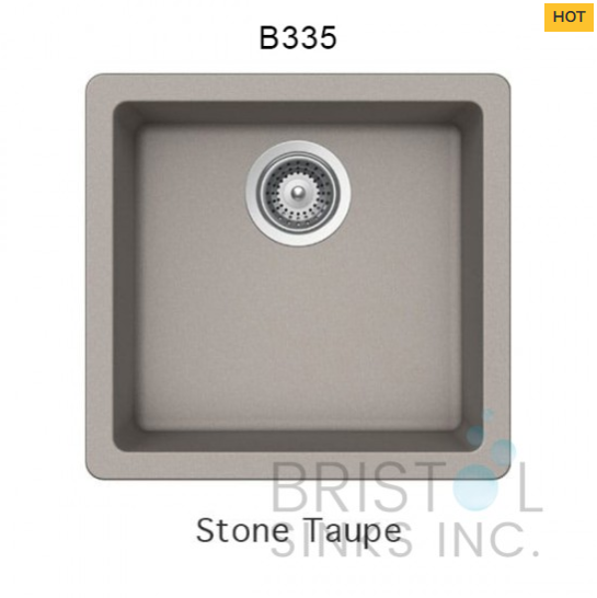 B335 VIRTUO GRANITE SINGLE UNDERMOUNT BOWL BAR/PREP/KITCHEN SINK- STONE TAUPE