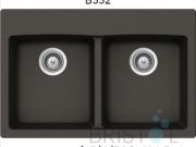 B332 VIRTUO GRANITE DOUBLE TOPMOUNT WQUAL BOWL KITCHEN SINK-ASPHALT GREY
