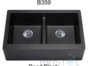 B359-VIRTUO GRANITE FARMHOUSE/APRON DOUBLE BOWL KITCHEN SINK-PEARL BLACK